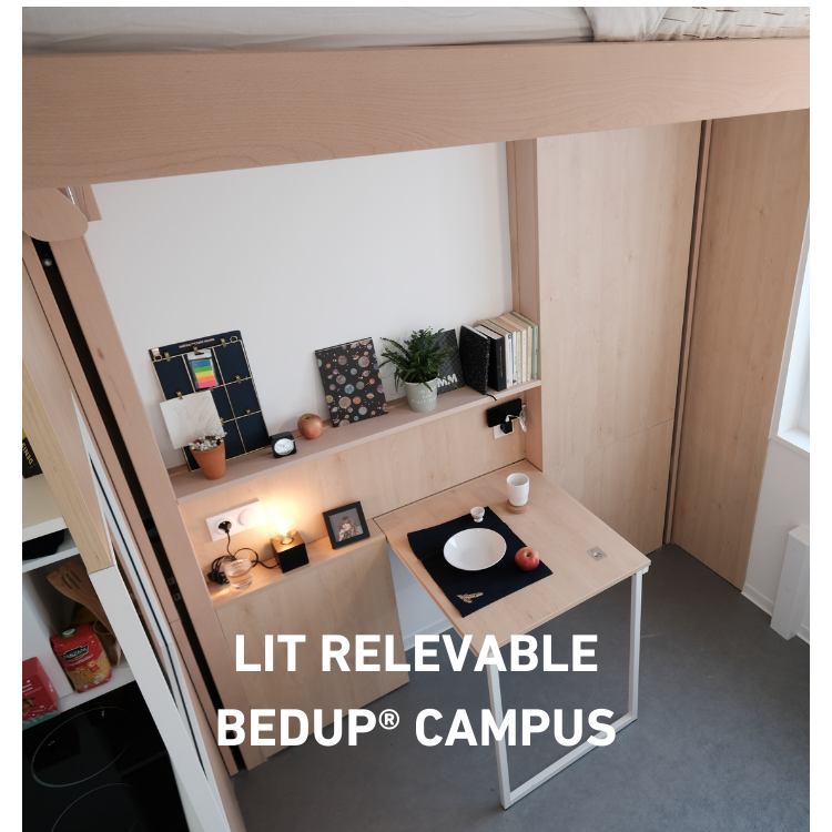lit relevable bedUp® pour résidence étudiante