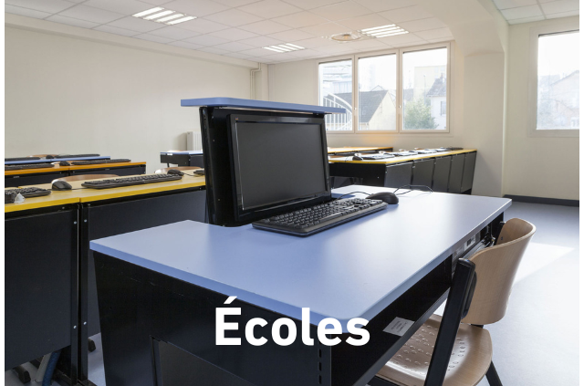 bureau informatique escamotable pour salle de classe - mobilier scolaire