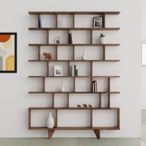 bibliothèque bois massif noyer