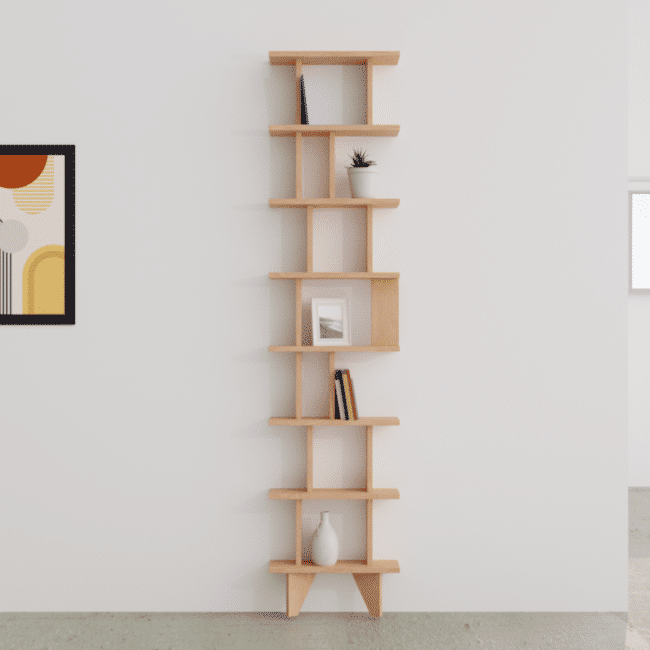 Bibliothèque faible encombrement en bois massif